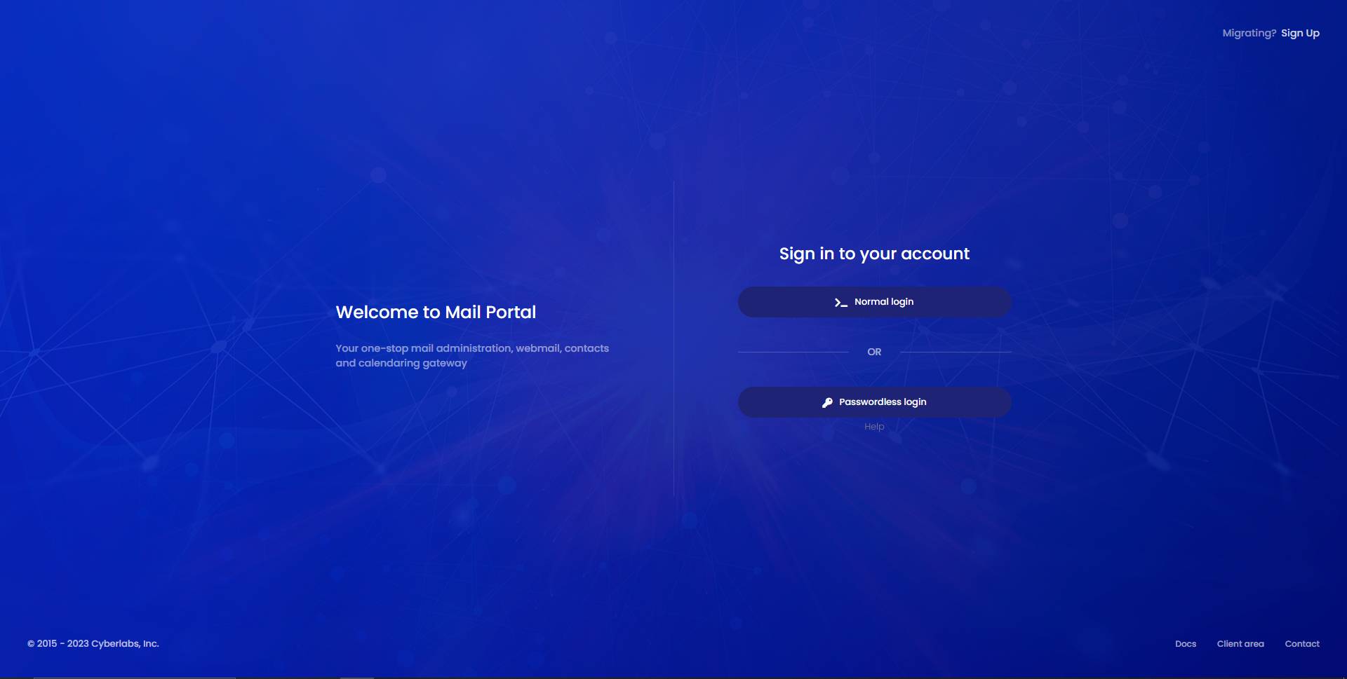 Mail Portal login page